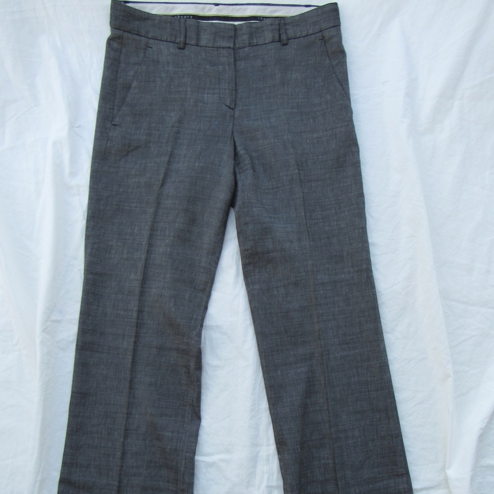 Theory Sz 6 Gray Slacks Pants Wool Linen Blend